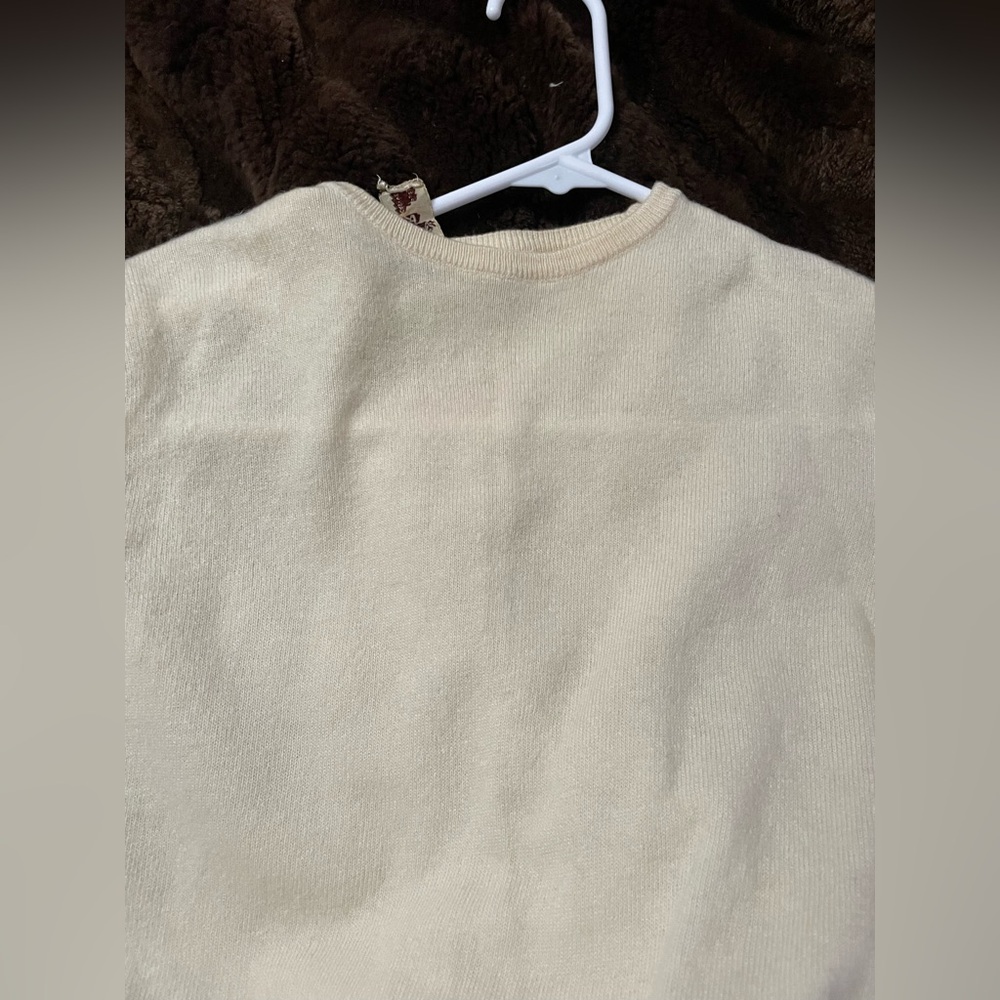 Vintage 60’s Braemar Cream Cashmere Short Sleeve Sweater Made in Scotland - Picture 6 of 6